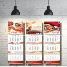 Календарь квартальный (стандартный 3 рекламных поля) на картоне